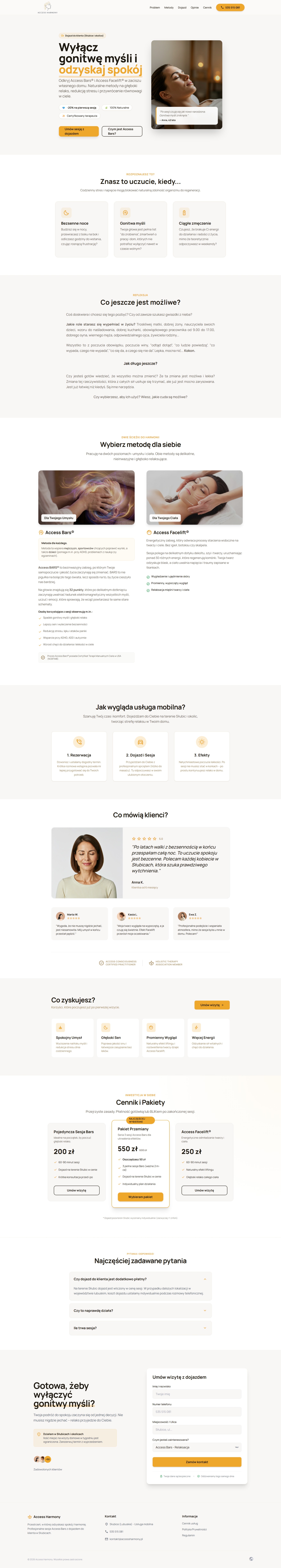 Strona internetowa accessharmony.pl – terapia i wellness, realizacja StartKit.pl